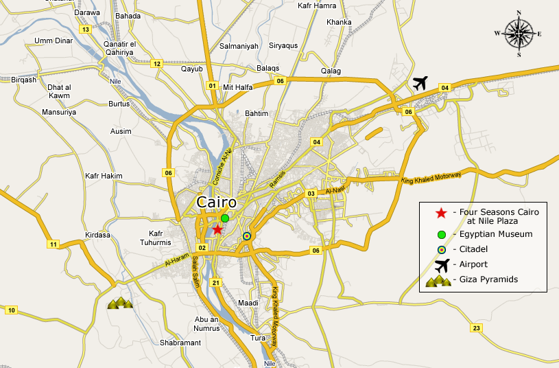 Location of Four Seasons Cairo Nile Plaza