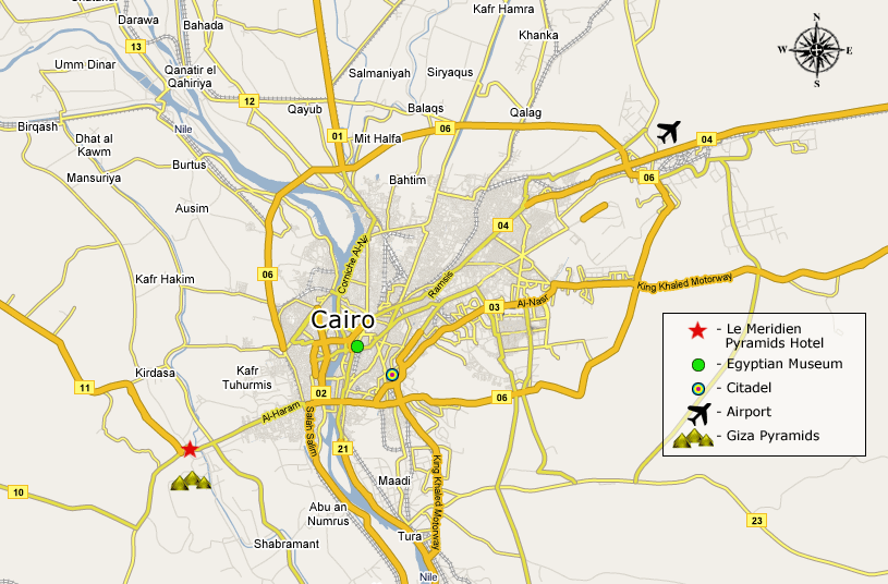 Location of Le Meridien Pyramids Hotel
