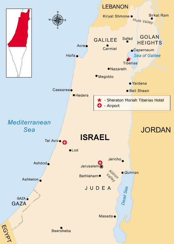 Location of Sheraton Moriah Tiberias Hotel